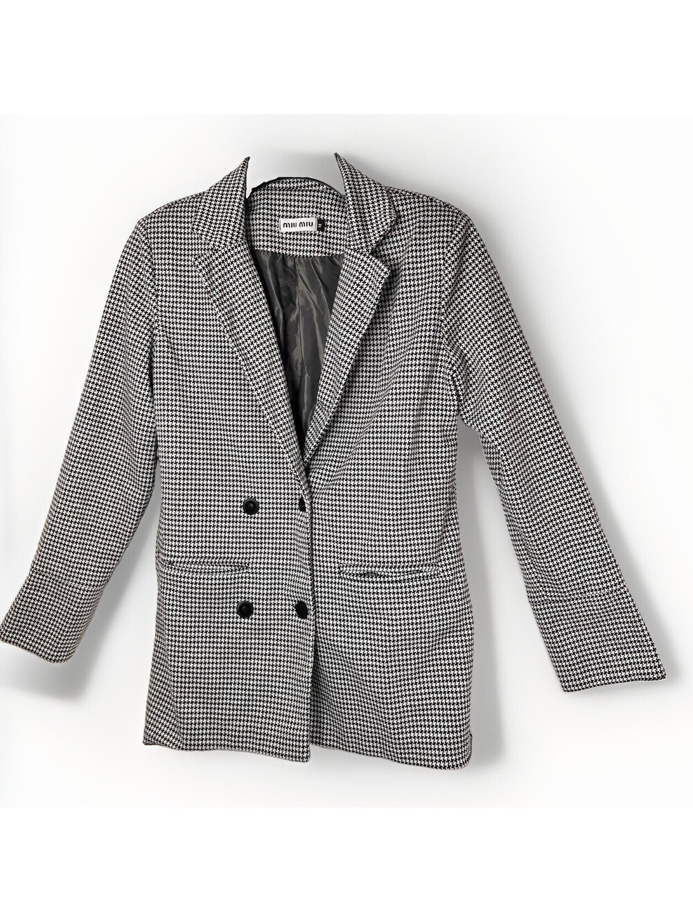 Miu Miu Black & White Double Breasted Women’s Medium Houndstooth Jacket ~OFFERS!